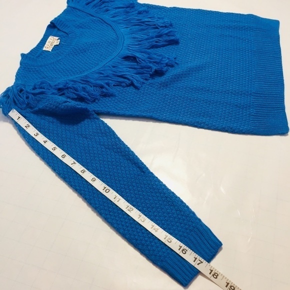 Pink Republic Big Girls Acrylic Pom Pom Blue Crew Neck Knit Pullover Sweater L - Picture 5 of 8